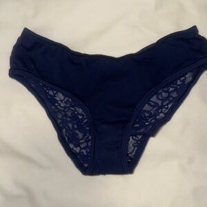 Victoria's Secret Navy cotton front with Lace back Panties